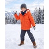 WULFUL Kids Boy’s Winter Coat Fleece Lined Waterproof Jacket Thick Hooded Puffer Cotton Parka Down Outdoor Coats(Orange)
