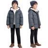 WULFUL Kids Boy’s Winter Coat Hooded Puffer Windbreaker Warm Cotton Jacket Parka Down Outdoor Coats(Dark Grey)