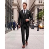 WULFUL Men’s 3 Piece Suit Set Slim Fit One Button Blazer Business Tuxedo Vest Jacket Pants Formal Wedding Prom(Black)