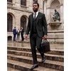 WULFUL Men’s 3 Piece Suit Set Slim Fit One Button Blazer Business Tuxedo Vest Jacket Pants Formal Wedding Prom(Black)