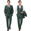 WULFUL Men’s 3 Piece Suit Set Slim Fit One Button Blazer Business Tuxedo Vest Jacket Pants Formal Wedding Prom(Dark Green)