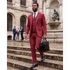 WULFUL Men’s 3 Piece Suit Set Slim Fit One Button Blazer Business Tuxedo Vest Jacket Pants Formal Wedding Prom(Red)