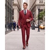 WULFUL Men’s 3 Piece Suit Set Slim Fit One Button Blazer Business Tuxedo Vest Jacket Pants Formal Wedding Prom(Red)