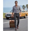 WULFUL Men’s Dress Pants Slim Fit Skinny Stretch Flat Front Comfy Slacks Trousers(Dark Grey)