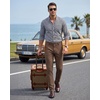 WULFUL Men’s Dress Pants Slim Fit Skinny Stretch Flat Front Comfy Slacks Trousers(Deep Brown)