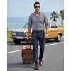 WULFUL Men’s Dress Pants Slim Fit Skinny Stretch Flat Front Comfy Slacks Trousers(Navy Blue)