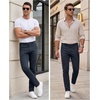 WULFUL Men’s Dress Pants Slim Fit Skinny Stretch Flat Front Comfy Slacks Trousers(Navy Blue)