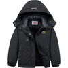 WULFUL Girls Waterproof Ski Jacket Winter Warm Fleece Lined Snow Coat with Removable Hood(Black)