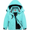 WULFUL Girls Waterproof Ski Jacket Winter Warm Fleece Lined Snow Coat with Removable Hood(Light Blue)