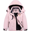 WULFUL Girls Waterproof Ski Jacket Winter Warm Fleece Lined Snow Coat with Removable Hood(Light Pink)