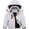 WULFUL Girls Waterproof Ski Jacket Winter Warm Fleece Lined Snow Coat with Removable Hood(Pastel Rainbow Tie-dye)
