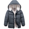 WULFUL Kids Boy’s Winter Coat Hooded Puffer Windbreaker Warm Cotton Jacket Parka Down Outdoor Coats(Dark Grey)