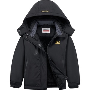 WULFUL Girls Waterproof Ski Jacket Winter Warm Fleece Lined Snow Coat with Removable Hood(Black)