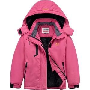 WULFUL Girls Waterproof Ski Jacket Winter Warm Fleece Lined Snow Coat with Removable Hood(Hot Pink)