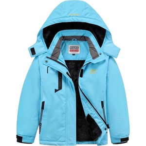 WULFUL Girls Waterproof Ski Jacket Winter Warm Fleece Lined Snow Coat with Removable Hood(Teal Blue)