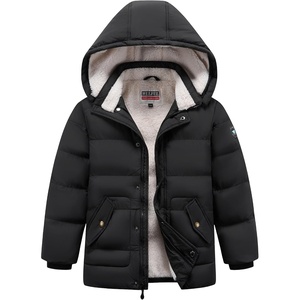 WULFUL Kids Boy’s Winter Coat Fleece Lined Waterproof Jacket Thick Hooded Puffer Cotton Parka Down Outdoor Coats(Black)