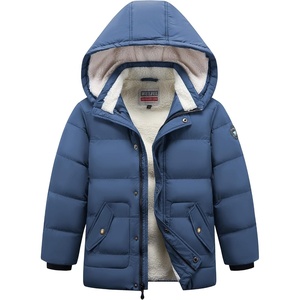 WULFUL Kids Boy’s Winter Coat Fleece Lined Waterproof Jacket Thick Hooded Puffer Cotton Parka Down Outdoor Coats(Light Navy)