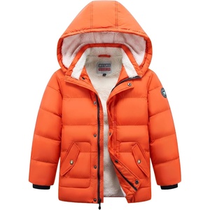 WULFUL Kids Boy’s Winter Coat Fleece Lined Waterproof Jacket Thick Hooded Puffer Cotton Parka Down Outdoor Coats(Orange)