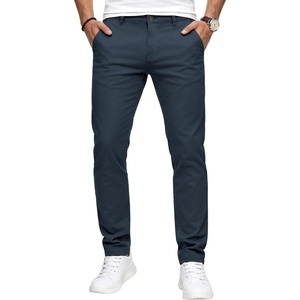 WULFUL Men’s Dress Pants Slim Fit Skinny Stretch Flat Front Comfy Slacks Trousers(Navy Blue)