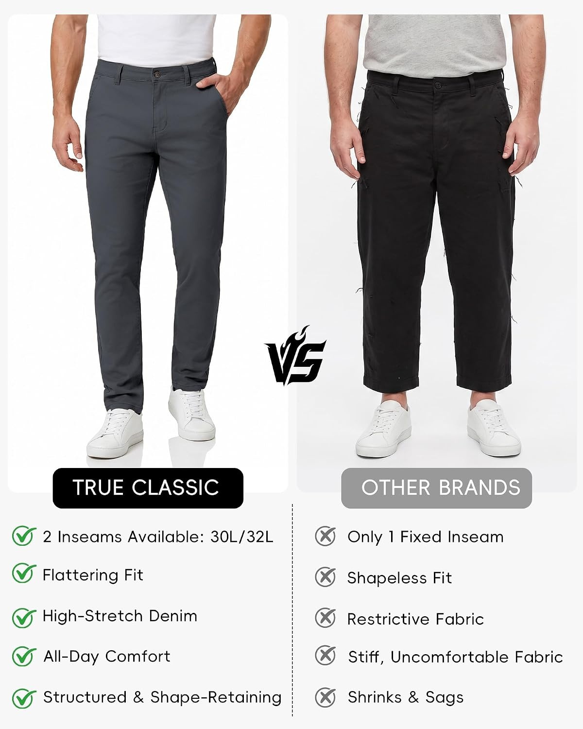 image:imageWULFUL Mens Dress Pants Slim Fit Skinny Stretch Flat Front Slacks TrousersDark Grey