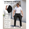 WULFUL Men’s Dress Pants Slim Fit Skinny Stretch Flat Front Slacks Trousers(Black)