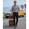 WULFUL Men’s Dress Pants Slim Fit Skinny Stretch Flat Front Slacks Trousers(Black)