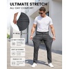 WULFUL Men’s Dress Pants Slim Fit Skinny Stretch Flat Front Slacks Trousers(Dark Grey)