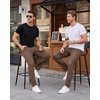 WULFUL Men’s Dress Pants Slim Fit Skinny Stretch Flat Front Slacks Trousers(Deep Brown)
