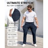WULFUL Men’s Dress Pants Slim Fit Skinny Stretch Flat Front Slacks Trousers(Navy Blue)
