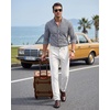 WULFUL Men’s Dress Pants Slim Fit Skinny Stretch Flat Front Slacks Trousers(White)