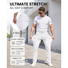 WULFUL Men’s Dress Pants Slim Fit Skinny Stretch Flat Front Slacks Trousers(White)