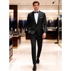 WULFUL Men’s 2 Piece Slim Fit Suits One Button Jacket Pants Tuxedo Suit Set for Prom, Wedding(Black)