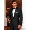 WULFUL Men’s 2 Piece Slim Fit Suits One Button Jacket Pants Tuxedo Suit Set for Prom, Wedding(Black)