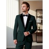 WULFUL Men’s 2 Piece Slim Fit Suits One Button Jacket Pants Tuxedo Suit Set for Prom, Wedding(Dark Green)