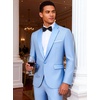 WULFUL Men’s 2 Piece Slim Fit Suits One Button Jacket Pants Tuxedo Suit Set for Prom, Wedding(Light Blue- Light Blue Lapel)