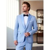 WULFUL Men’s 2 Piece Slim Fit Suits One Button Jacket Pants Tuxedo Suit Set for Prom, Wedding(Light Blue- Light Blue Lapel)