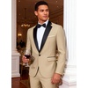WULFUL Men’s 2 Piece Slim Fit Suits One Button Jacket Pants Tuxedo Suit Set for Prom, Wedding(Light Brown)