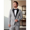 WULFUL Men’s 2 Piece Slim Fit Suits One Button Jacket Pants Tuxedo Suit Set for Prom, Wedding(Light Grey- Black Lapel)