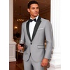 WULFUL Men’s 2 Piece Slim Fit Suits One Button Jacket Pants Tuxedo Suit Set for Prom, Wedding(Light Grey- Black Lapel)