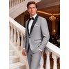 WULFUL Men’s 2 Piece Slim Fit Suits One Button Jacket Pants Tuxedo Suit Set for Prom, Wedding(Light Grey- Black Lapel)