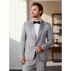 WULFUL Men’s 2 Piece Slim Fit Suits One Button Jacket Pants Tuxedo Suit Set for Prom, Wedding(Light Grey- Light Grey Lapel)
