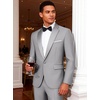 WULFUL Men’s 2 Piece Slim Fit Suits One Button Jacket Pants Tuxedo Suit Set for Prom, Wedding(Light Grey- Light Grey Lapel)