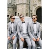 WULFUL Men’s 2 Piece Slim Fit Suits One Button Jacket Pants Tuxedo Suit Set for Prom, Wedding(Light Grey- Light Grey Lapel)