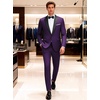 WULFUL Men’s 2 Piece Slim Fit Suits One Button Jacket Pants Tuxedo Suit Set for Prom, Wedding(Purple)
