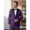 WULFUL Men’s 2 Piece Slim Fit Suits One Button Jacket Pants Tuxedo Suit Set for Prom, Wedding(Purple)