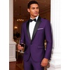 WULFUL Men’s 2 Piece Slim Fit Suits One Button Jacket Pants Tuxedo Suit Set for Prom, Wedding(Purple)