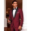 WULFUL Men’s 2 Piece Slim Fit Suits One Button Jacket Pants Tuxedo Suit Set for Prom, Wedding(Red)