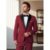 WULFUL Men’s 2 Piece Slim Fit Suits One Button Jacket Pants Tuxedo Suit Set for Prom, Wedding(Red)