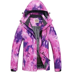 WULFUL Women’s Waterproof Ski Jacket Warm Winter Coats Windproof Winter Jackets for Women Fleece Lined Windbreaker with Hood(Digital Printing-03-n2)
