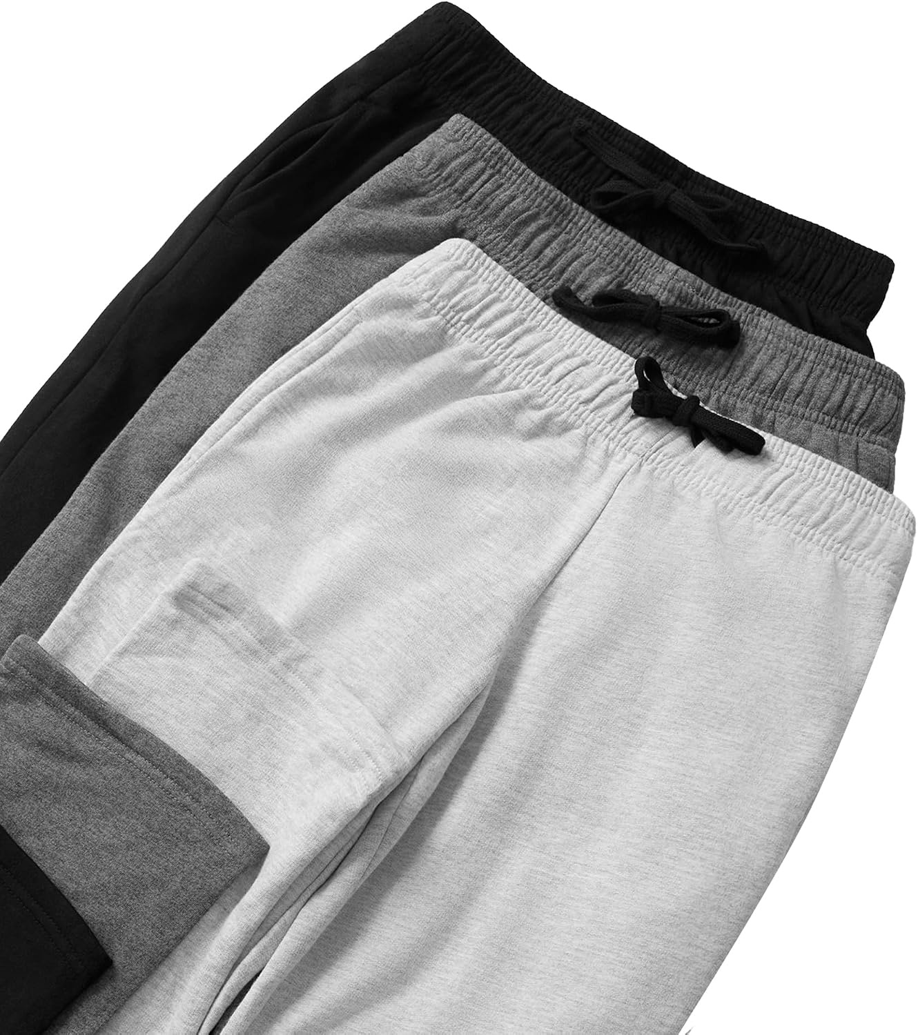 image:imageWULFUL 3 Pack Boys Sweatpants Fleece Athletic Workout Pants Boys Joggers with Pockets Size 420BlackDark GreyLight Grey